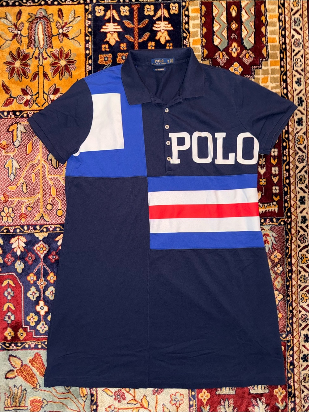 Ralph Lauren Polo Colorblock Navy Blue White Red Shirt